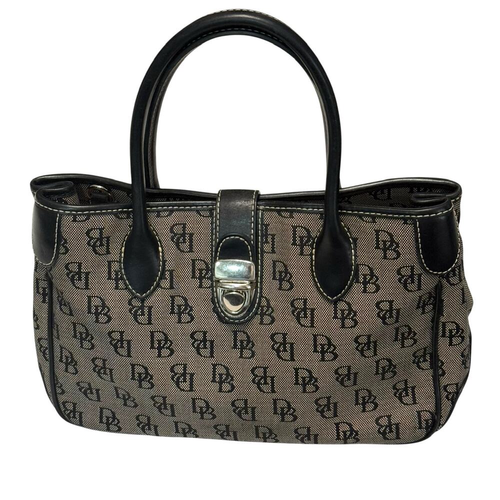 Dooney & Bourke Signature DB Monogram Canvas Double Handle Tote in Black/Gray